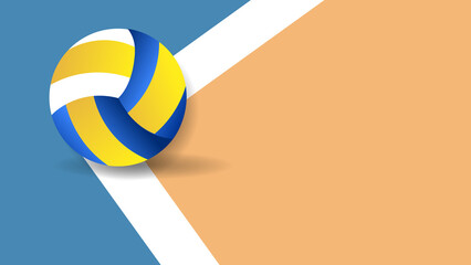 Wall Mural - Volleyball on line court in with copy space for text , illustration Vector EPS 10, can use for  Volleyball Championship Logo