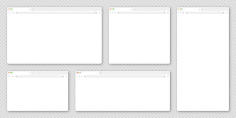 Fototapete - Blank web browser window with tab, toolbar and search field. Modern website, internet page in flat style. Browser mockup for computer, tablet and smartphone. Adaptive UI. Vector illustration