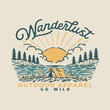 wanderlust illustration outdoor badge vintage design t shirt