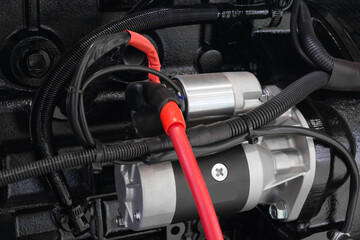 Aufkleber - Supply system for diesel fuel, clean motor block, truck diesel engine starter detail