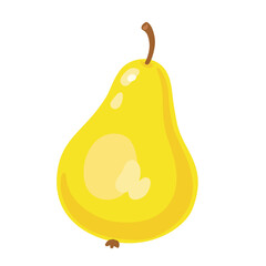 Wall Mural - Yellow juicy pear.  In cartoon style. Isolated on white background. Vector flat illustration.