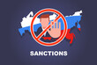 Russia sign under economic sanctions. business ban in russia. flat vector illustration.