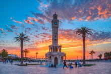 Clock Tower, On Konak Square In Izmir, Turkey ,