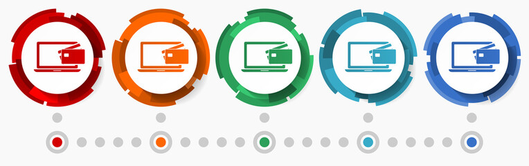 Poster - Online, mobile payment concept vector icon set, flat design pointers, infographic template