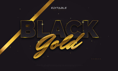 Wall Mural - elegant and luxurious black and gold text style with glitter effect. editable text style effect