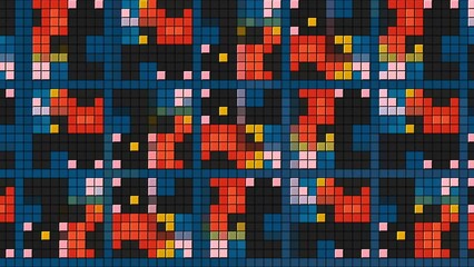 Poster - bright mosaics assembled from small squares.motion.multi-colored squares that create patterns and ch