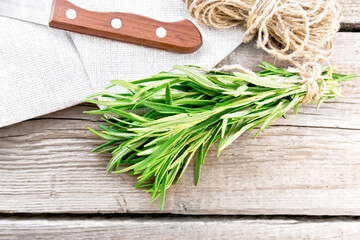 Wall Mural - Rosemary fresh on old board top