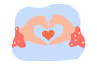 © Bro Vector - Hands making heart gesture flat vector illustration. Woman making love sign, expressing positive emotions. Romance, expression concept for banner, website design or landing web page