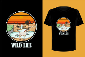 Wall Mural - Wild life retro vintage t shirt design