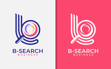 Poster - Abstract Initial Letter B Logo Design Combined with Magnifying Glass Style Concept. Modern Monogram Vector Logo Illustration.