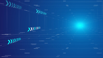 Aufkleber - longitudinal extension tunnel with point, line and plane, future space technology background