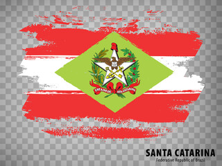 Wall Mural - Flag of Santa Catarina from brush strokes. Federal Republic of Brazil. Flag Santa Catarina of Brazil on transparent background for your web site design, app, UI. Brazil. Stock vector. EPS10.