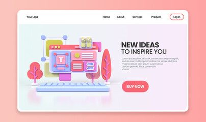 Web development for UI UX design concept illustration Landing page template business idea background