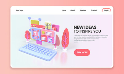 Web development for UI UX design concept illustration Landing page template business idea background