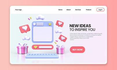 Web development for UI UX design concept illustration Landing page template business idea background