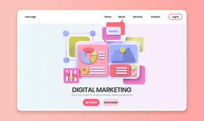 Web development for UI UX design concept illustration Landing page template business idea background