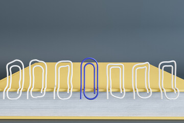 Aufkleber - Abstract background with book, clips, and gray mock up place. Education and supplies concept. 3D Rendering.