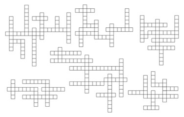 Aufkleber - Crossword riddle, wordsearch game grids set. Intellectual quiz, educational game or crossword puzzle vector grid templates. Text playing activity or vocabular riddle