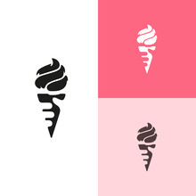 Ice Cream Cone Logo Design Vector