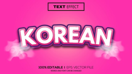 3d editable text effect korean style theme premium vector