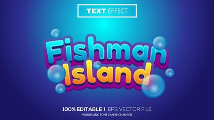 3d editable text effect fishman island theme premium vector