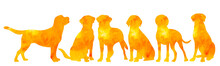 Dogs Watercolor Silhouette On White Background, Isolated, Vector