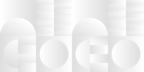 Fototapete - Abstract white and gray gradient background. Modern minimalistic design. Vector illustration with simple shapes like circle, square, rectangle. Monochrome light 3d futuristic design 