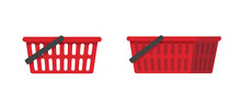 Shopping Cart Basket Or Shop Bag Icon 3d And Flat Vector Red Empty Graphic Image Isolated On White Object Illustration Clipart