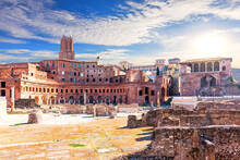 Trajan's Forum Remains Full View, Rome, Italy