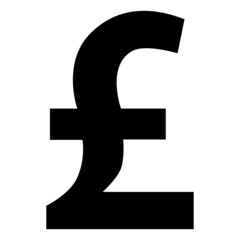Wall Mural - Great Britain pound GBP currency sign silhouette in front view isolated on white background. Currency by Central Bank of United Kingdom.