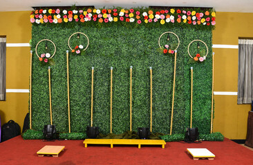 Wall Mural - south indian flower based wedding stage decoration