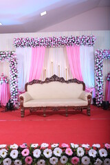Wall Mural - flower themed wedding stage decoration