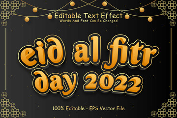 Eid Al Fitr Day 2022 Editable Text Effect 3 Dimension Emboss Modern Style