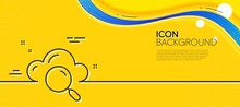 Cloud Computing Search Line Icon. Abstract Yellow Background. Internet Data Storage Sign. File Hosting Technology Symbol. Minimal Cloud Computing Line Icon. Wave Banner Concept. Vector