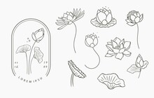 Black Lotus Flower Outline Vector Illustration For Icon,sticker,printable And Tattoo Beauty