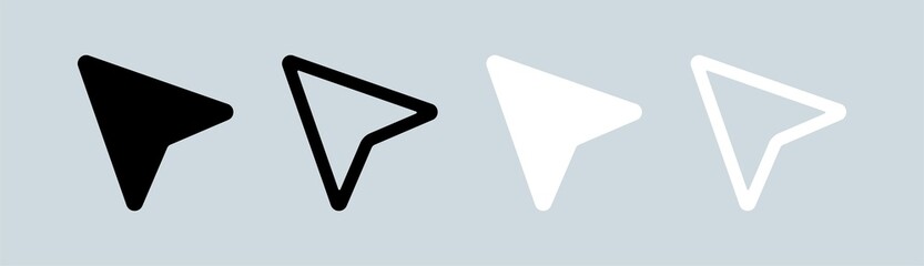 Poster - Computer cursor or pointer icon in black and white colors. Arrow pointer icon for apps or website.