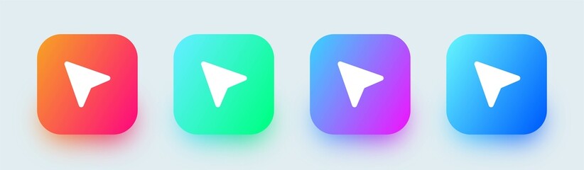 Poster - Computer cursor or pointer solid icon in square gradient colors. Arrow pointer icon for apps or website.