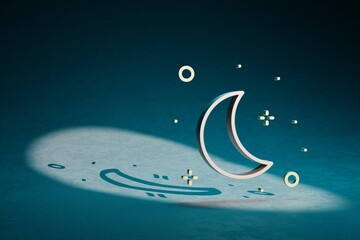Aufkleber - Beautiful abstract illustrations Rocket and start symbol icon on a dark blue background. 3d rendering illustration. Space exploration..