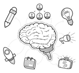 Poster - Hand drawn concept of great idea. Vector illustration..