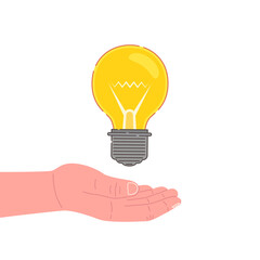 Poster - Hand holding an idea lightbulb. Vector illustration..