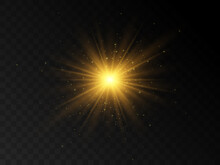 Flash Of Light, A Star On A Transparent Background.Sun, Summer. Light Sunlight Png. Light Burst Of Light Png. Vector