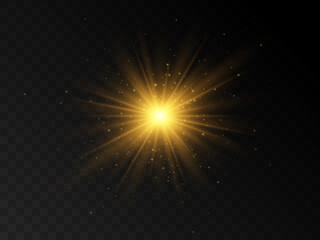 Leinwandbilder - Flash of light, a star on a transparent background.Sun, summer. light sunlight png. Light burst of light png. vector