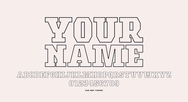Hollow slab serif font in sport style