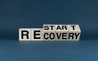 Restart or recovery. The cubes form the words Restart or Recovery.