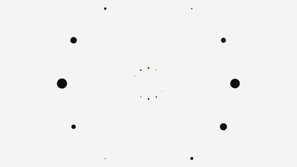 Aufkleber - Animation with black pulsating dots in circle. Animation. Black dots in three rows pulsate in circle in style of loading background. Colored background with black dots