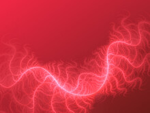 Abstract Red Fractal Art Background Of Branching Wavy Lines, Perhaps Suggesting Fronds, Tentacles Or Electricity. With Copy Space.