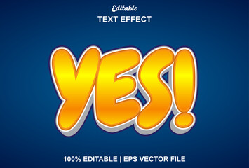 Poster - yes text effect with blue and yellow color editable