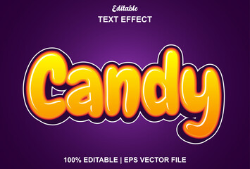 Poster - candy text effect with orange and purple color editable