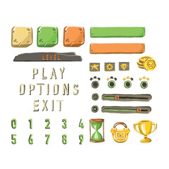 Poster - Game template with elements of game objects. Vector illustration