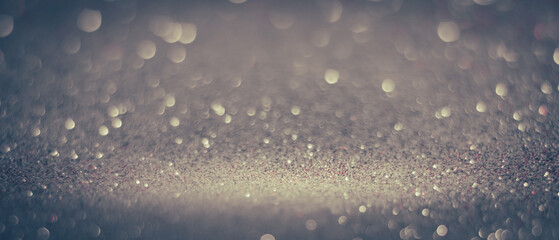 Wall Mural - defocused abstract background of gray and white bokeh concept, copy space shiny blurred lights, chri